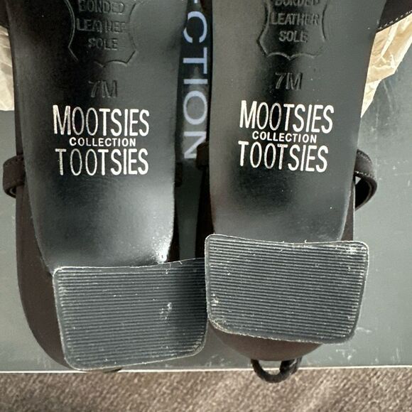 90s Black Satin Heels Slingback Rhinestone Formal Size 7 - Picture 9 of 10